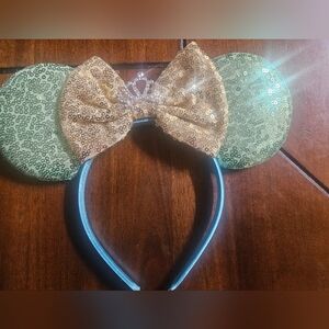 Tianna Inspired Mouse Ears Headband with Gold Bow